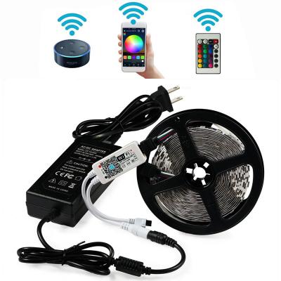 China Hotel Wireless Wifi Phone Controlled Strip Light Kit 16.4ft 150leds 5050 Waterproof IP65 LED Lights for sale