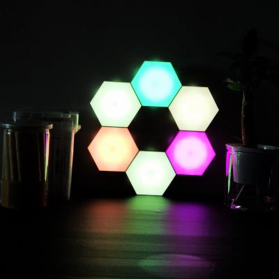 China Commercial use magic color quantum lamp led sensor touch lights diy wall creative decoration led 6 pcs hexagonal led light for sale