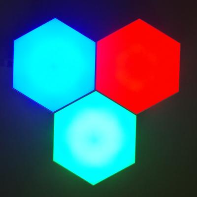 China Commercial use magic color quantum lamp led sensor touch lights diy wall creative decoration led 3 pcs hexagonal led light for sale