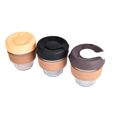 China Sustainable Wholesale Customizable Portable Multicolor Glass 230ml Coffee Mug Viable Reasonable Prices With Silicone Lid for sale