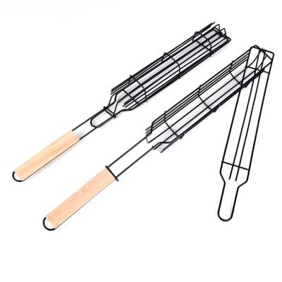 China Popular Easily Cleaned Metal BBQ Tongs Iron Basket for Grilling Fruits and Vegetables and Hot Dogs Creative BBQ Clip for sale