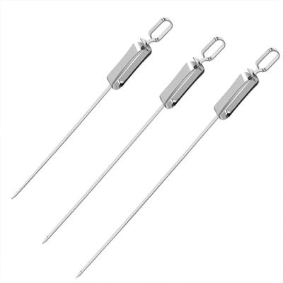 China Hot Easily Cleaned Stainless Steel BBQ Sticks Metal BBQ Tool Suite With Customizable Logo BBQ Skewer Kit For Outdoor for sale