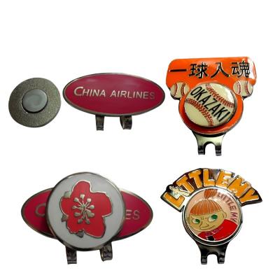 China Custom Golf Cap Clip Tool Kit Soft Enamel Ball Marker Cap Golf Clip Copper With Ball Markers for sale