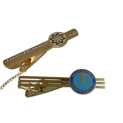 China ALLOY Customized Metal Diamond Cufflinks And Tie Clips For Mens Tie Bars for sale