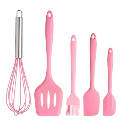 China Minimalist Silicone Cooking Tool Kit Spatula Scraper Beater Oil Brush Good Quality Kitchen Accessories Utensils for sale