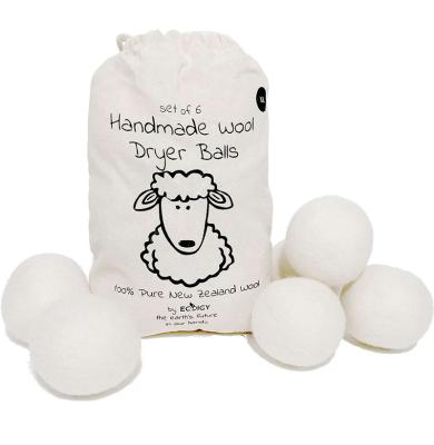 China Odor Removing / Natural Dehumidification Wool Dryer Balls 6 Pack 100% Sheep Wool Dryer Aid With Zero Waste Packing for sale