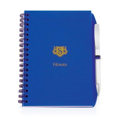 China Hard Cover Upper Limit Printed Embossed White Pages A5 Spiral Planner Notebooks With Pens for sale