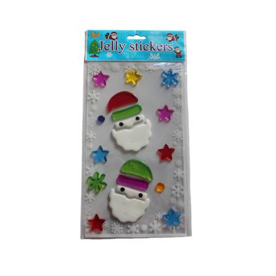 China 3M Decorative Window Jelly Gel Sticker Christmas Tree Santa Claus Snowman Window Permanent Glass Sticker for sale