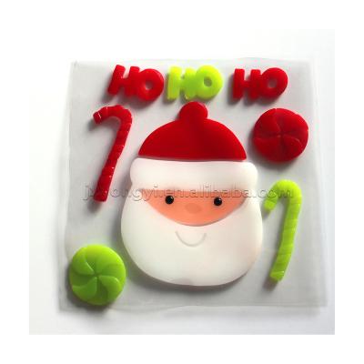 China Decorative Window Jelly Stickers Santa Claus Cute Decorative Gel Clings Christmas Sticker for sale