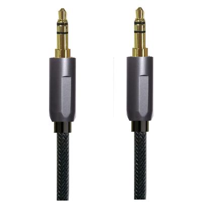 China Car 3ft Gold Plated Grey Nylon headphone cable  3.5mm Hi-Fi Sound 3.5mm audio aux cable Auxiliary Male to Male 3.5mm stereo Cable for sale