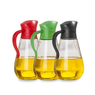 China 550ml Auto Flip Glass Seasoning Bottles For Kitchen Sauce Oil Vinegar for sale