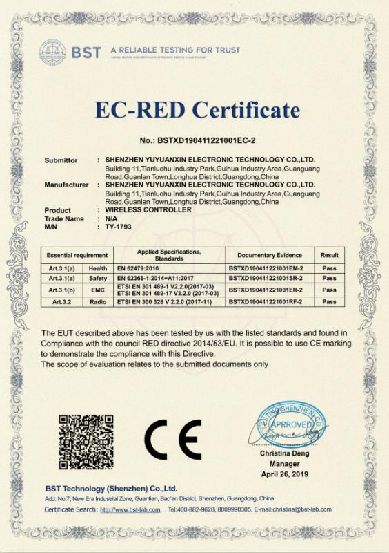 CE - Shenzhen Yuyuanxin Electronic Technology Co., Ltd.