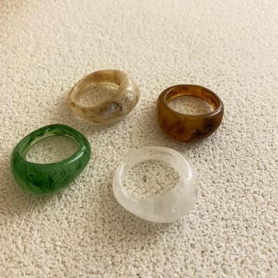 China 2021 FASHIONABLE Hot Seller Resin Dyed Texture Ring Female Color Acrylic Ring Resin Ring for sale