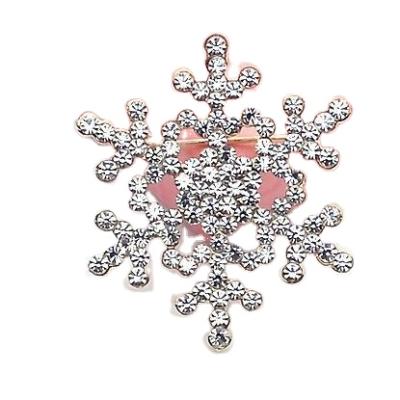 China Fabric decoration brooch new simple winter ornaments diamond set Christmas snowflake brooch for sale