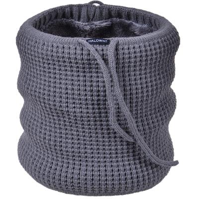 China Acrylic Women and Men Warm Scarf Knitted Hat with Thick Velvet Fabric Lining for Winter for sale