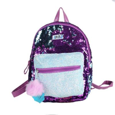 China RFID Logo Bling Reversible Sequins Backpack made to order, girls school purple backpack bags with tassel for sale