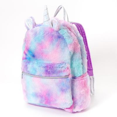 China Link Dye Kids Plush Unicorn Medium Backpack School Bag Anti-theft Pastel School Bag for sale