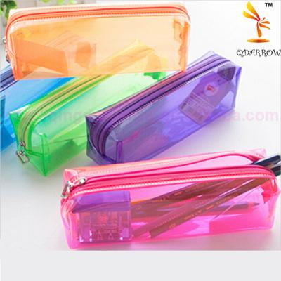 China Modern Pencil Bag Plastic Stationery Fashion Candy Color Student School Supplies Transparent Pencil Case for sale