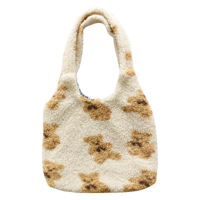 China High quality fashional large capacity fashional plush handbag CIA fashion women bags bear korean pattern handbag for sale