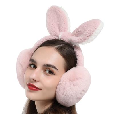 China Fashion Rex Rabbit Fur Earmuff Men Winter Plush Women's Fashion Kids Natural Fur Ear Cover Faux Fur Earmuffs for sale