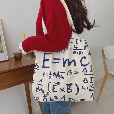 China Korean Black Canvas Tote Bag Canvas Tote Bag Trendy Student School Bag Canvas Shopping Girls Cotton Tote Bag for sale