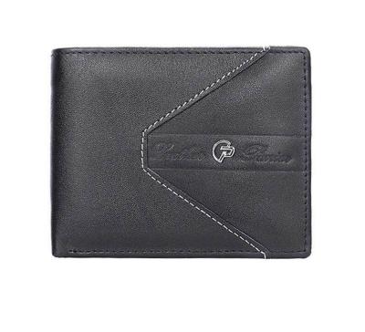 China High quality silver men's short style genuine leather wallet with pure button coin for man for sale