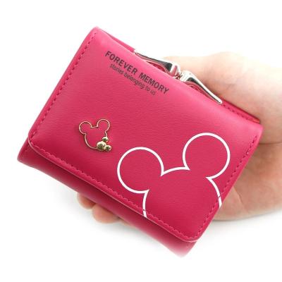 China Ladies Girls Cartera Mujer Short Card Wallet Custom Logo Cute Cartoon Multilayer Mickey Small Credit Card Wallet for sale