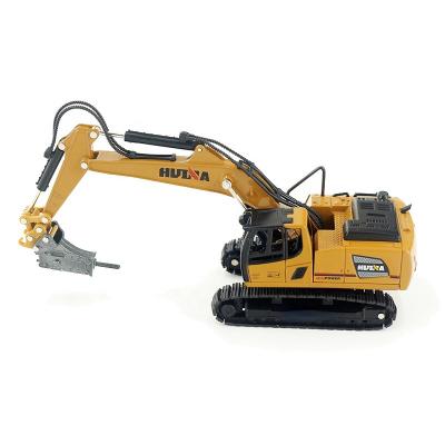 China 1:60 Alloy Drill Excavator Model Building Car Boy Static Series Truck Static Toy HUINA 1811 Diecast Multifunctional Building Toy for sale