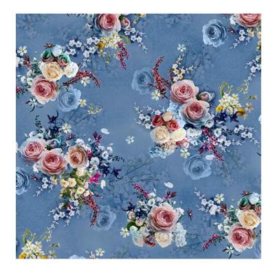 China Breathable Soft 75D Polyester Crepe Chiffon Customized Big Shiny Clear Flower Design Styles Digital Printing For Lady Summer Dress Fabric for sale