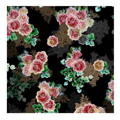 China Breathable Soft Polyester 75D Crepe Chiffon Customized Big Clear 3D Flower Design Styles Digital Printing For Lady Summer Dress Fabric for sale