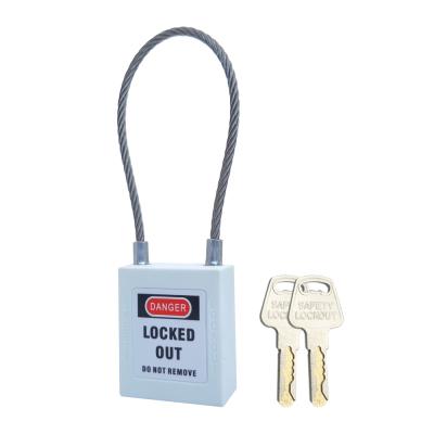 China Nylon PA+Steel Wire 90 Mm Occupational Safety Cable Lock Buckle Security Padlock, White Padlock, 2 Key Per Lock for sale