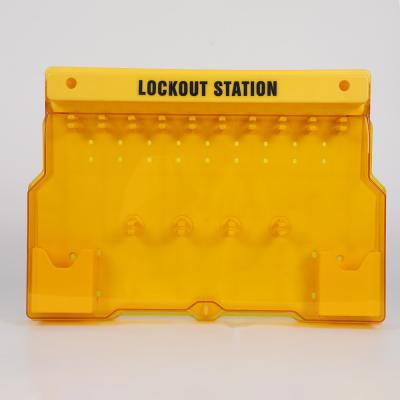 China For Security Lockout Equipment QVAND 10-Lock LOTO Station With Translucent Cover Industrial Engineering Management Station Wall Mounted Lockout for sale