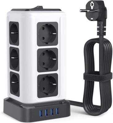 China Residential / Multi-Purpose EU Tower USB Socket Multiple Socket Surge Protection Child Protection Power Strip for sale