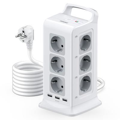 China New EU 2022 residential/general purpose tower power socket with grounding display, 1050 surge protection high power 4000W charging socket. for sale