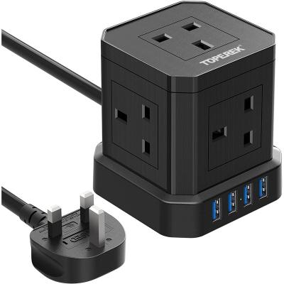 China Residential / General Purpose 6 Outlet UK Plug Extension Cord Power Strip With USB Charging Socket for sale