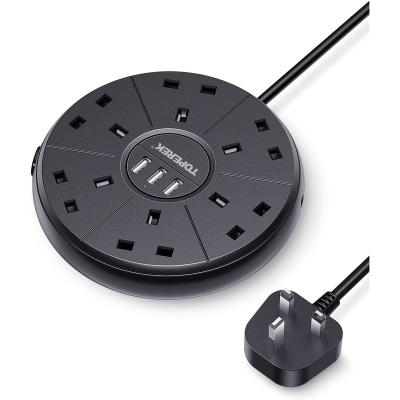 China Residential / Multipurpose Round Shape Customize 6 Way UK / UK Plug Extension Socket for sale