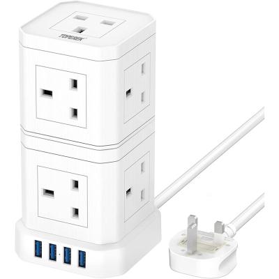 China High quality and multi-functional socket new residential/general-purpose USB 8 standard UK standard design 4 extension protector surge strip power outlet for sale