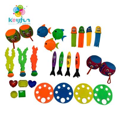 China Eco-Freindly Amazon Toys 28PCS Outdoor Deep Water Toys Set Plastic Diving Ring Dive Fish Torpedo For Kids Pool Game Throwing Water Bomb Set for sale