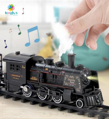 China Electric and Steam Steam Locomotive Slot Toy Simulation Alloy Train Set Model Railroad Set Alloy Train Alloy Slot Toy Train Set classic electric and steam toy classic with light and sound for sale