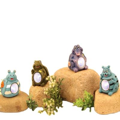 China Europe Turtle Resin Garden Crafts, Hot Selling Solar Frogs Crocodile Decoration Garden Sculpture Resin Lights for sale