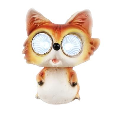 China Europe fox resin craft solar light decor, Quanzhou resin factory ODM and OEM fox animal garden decoration for sale