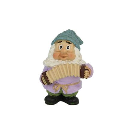 China Custom Resin Statue Art From Europe Crafts Decorative Resin Fairy Garden Statues, Mini Figurine Gnome Playing A String Instrument for sale