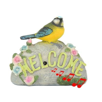 China Europe motion sensor bird figurines for garden decoration, resin birds statue with garden welcome figures decorative birds for sale