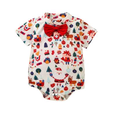 China 100% Cotton In Stock 100% Cotton Christmas Baby Romper Toddler Rompers Newborn Baby Clothes With Bow for sale