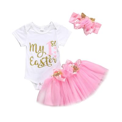 China Casual Easter Holiday Printed Kids Clothes Wholesale Girls Easter Boutique Clothing Set for sale