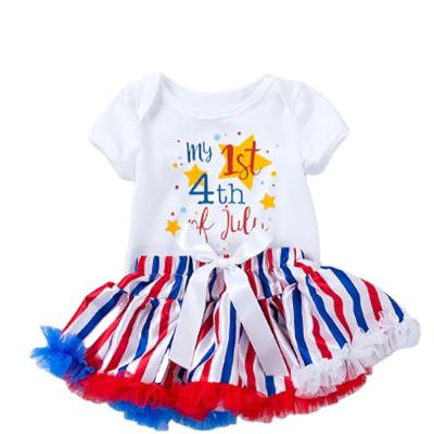 China USA Cut Out Shrink 4th Of July Baby Tutus Skirts Dress Set for sale