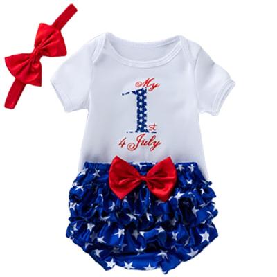 China Wholesale Breathable 4th July Cotton Baby Romper Defeat Infant Clothing Set for sale