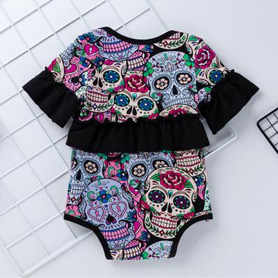 China Antibacterial Popular Design Ruffled Harmony Suit Halloween Holiday Design Baby Clothes Set for sale