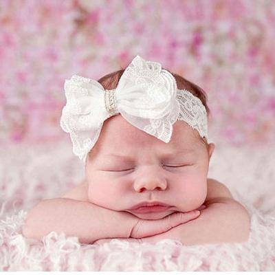 China New Soft Bow Elastic Headband Crown Hair Band For Daily Wear Baby Kids Elastic Hair Band Hair Cloth Adjustable Size for sale