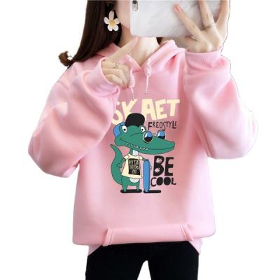 China QUICK-DRY Korean students loose cartoon multi-color print with velvet and thick women's casual loose couples use hoodie for sale